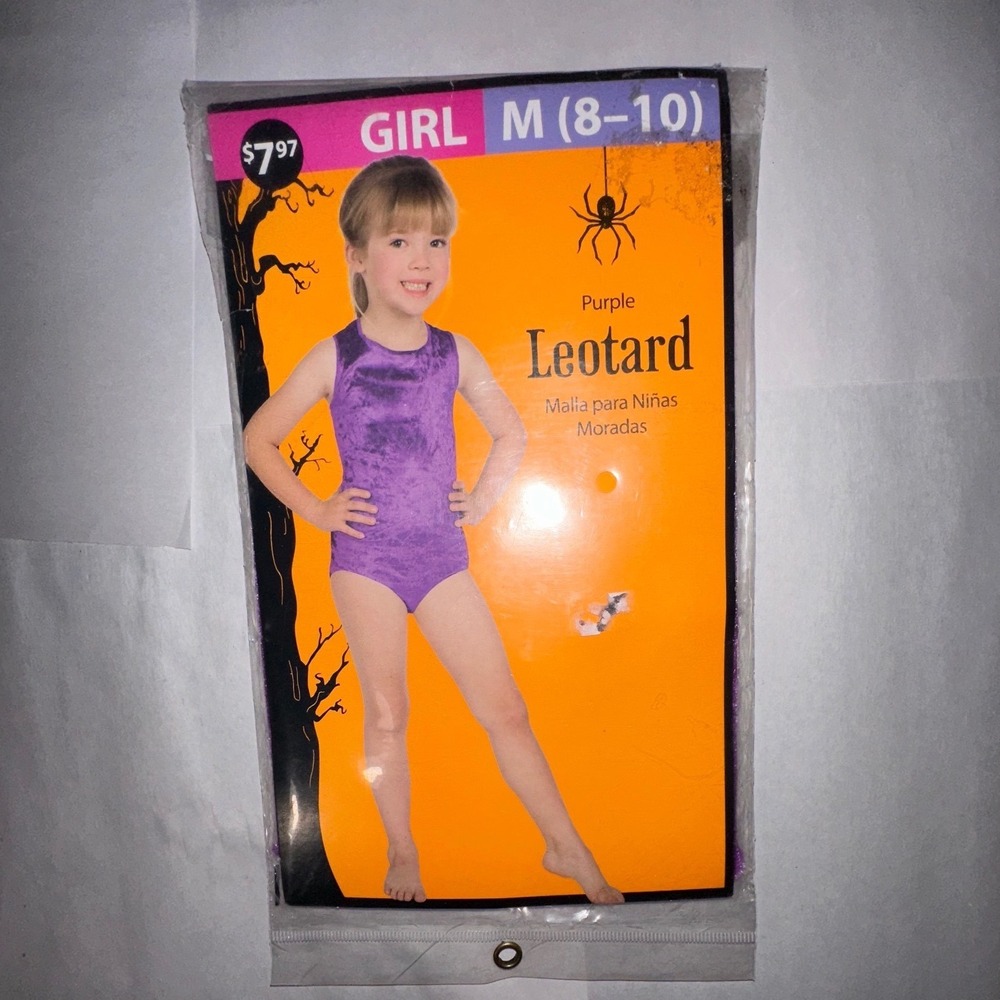 Girls Purple Velvet Leotard Size M 8-10 Dance Gymnastics Halloween Costume